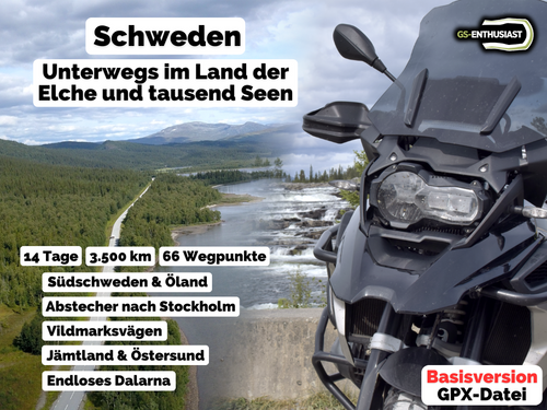 GPX-Datei: Süd- und Mittelschweden - Die schönsten Motorradregionen im Land der Elche und tausend Seen