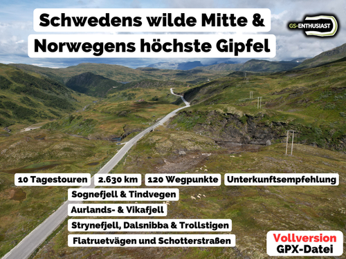 GPX-Datei: Skandinavien für Einsteiger - Schwedens wilde Mitte & Norwegens höchste Gipfel