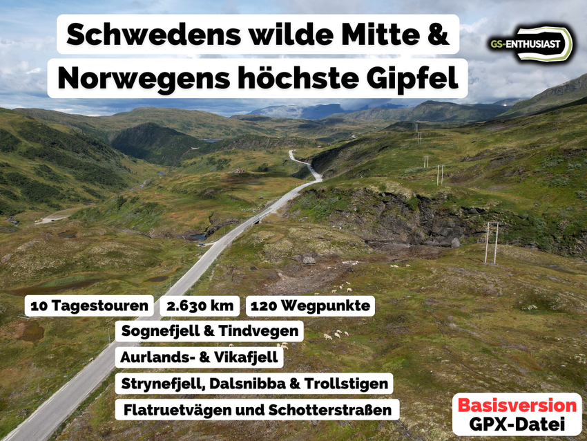 GPX-Datei: Skandinavien für Einsteiger - Schwedens wilde Mitte & Norwegens höchste Gipfel